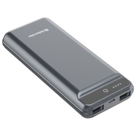 Аккумулятор внешний DEFENDER EXTRALIFE 15000F, 15000 mAh, 2 USB, Li-pol, серый, 83668