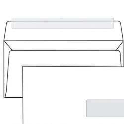 Конверты Е65 (110х220 мм) ПРАВОЕ ОКНО, отрывная лента, 80 г/м2, КОМПЛЕКТ 100 шт., внутренняя запечатка, 125638.100