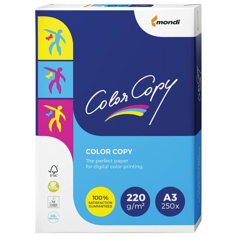 Бумага COLOR COPY, БОЛЬШОЙ ФОРМАТ (297х420 мм), А3, 220 г/м2, 250 л., для полноцветной лазерной печати, А++, Австрия, 161% (CIE)