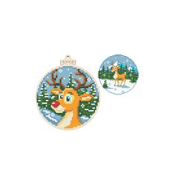 Набор для вышивания WoodStitch "Новогодний шар. Олешек", 10*10, BK-003