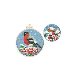 Набор для вышивания WoodStitch "Новогодний шар. Снегирь", 10*10, BK-005