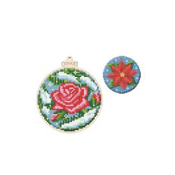 Набор для вышивания WoodStitch "Новогодний шар. Пуансеттия", 10*10, BK-006