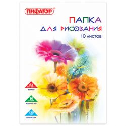 Папка для рисования БОЛЬШОГО ФОРМАТА А3, 10 л., 120 г/м2, ПИФАГОР, 297х420 мм, "Цветы", 129217