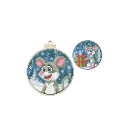 Набор для вышивания WoodStitch "Новогодний шар. Мышка", 10*10, BK-016