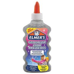 Клей для слаймов канцелярский с блестками ELMERS "Glitter Glue", 177 мл, серебряный, 2077255