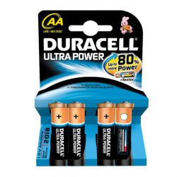 Батарейки КОМПЛЕКТ 4 шт., DURACELL Ultra, AA (LR06, 15А), алкалиновые, пальчиковые, блистер